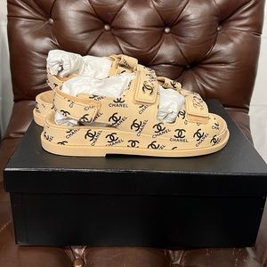 Authentic Chanel CC Dad Sandals 36